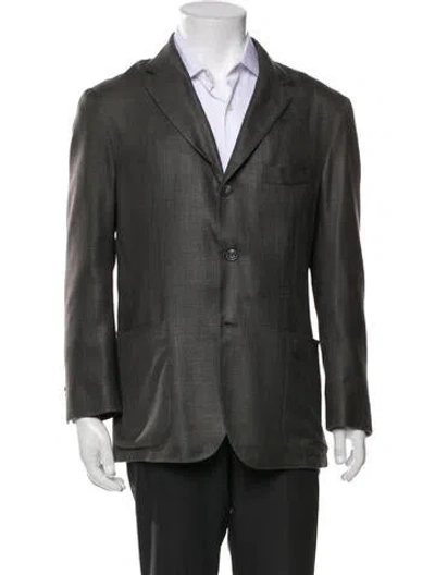 Pre-owned Kiton Silk Blazer In Gray
