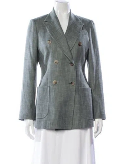 Pre-owned Kiton Silk Blazer In Green