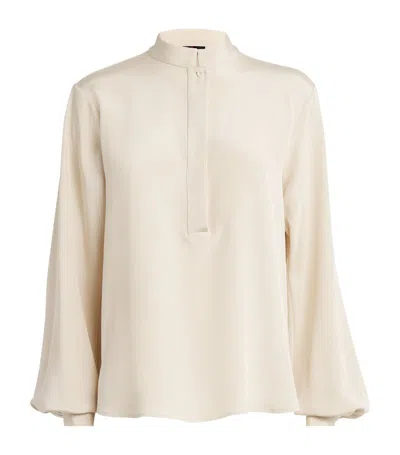 Kiton Silk-blend Shirt In Ivory