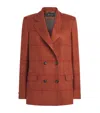 Kiton Silk-cashmere Double-breasted Blazer In Red