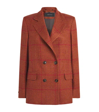 Kiton Silk-cashmere Double-breasted Blazer In Red