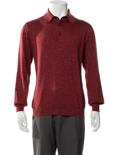 Pre-owned Kiton Silk Collar Polo Shirt W/ Tags In Red