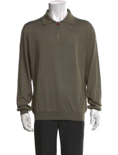 Pre-owned Kiton Silk Crew Neck Polo Shirt In Green