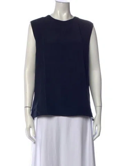 Pre-owned Kiton Silk Crew Neck Top In Blue