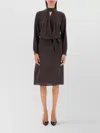 Kiton Silk Dress With Buttoned Cuffs And Waist Tie