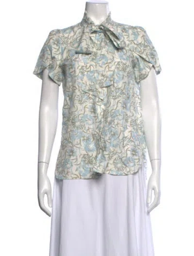 Pre-owned Kiton Silk Floral Print Blouse In Multicolor