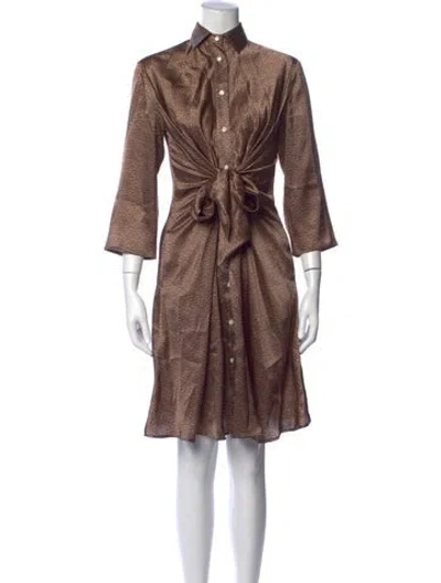 Pre-owned Kiton Silk Knee-length Dress In Brown
