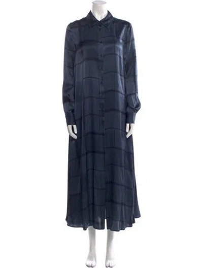 Pre-owned Kiton Silk Long Dress In Blue
