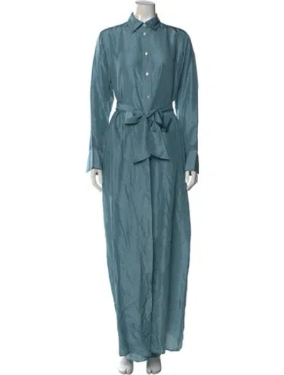 Pre-owned Kiton Silk Long Dress In Blue