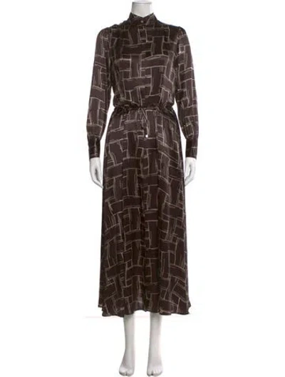 Pre-owned Kiton Silk Long Dress In Brown