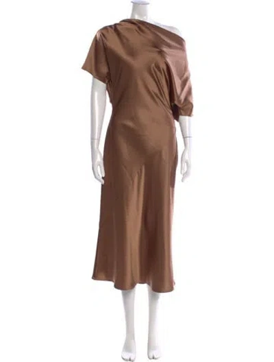 Pre-owned Kiton Silk Long Dress In Brown