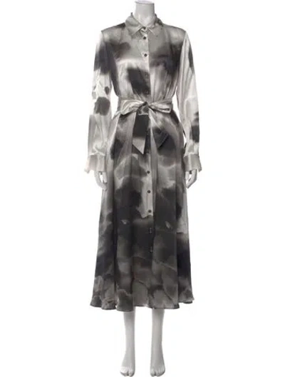Pre-owned Kiton Silk Long Dress In Gray