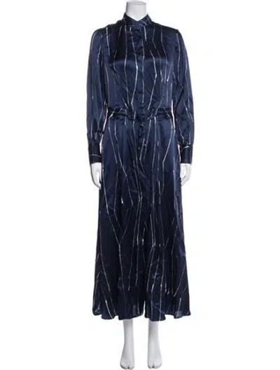 Pre-owned Kiton Silk Long Dress W/ Tags In Blue