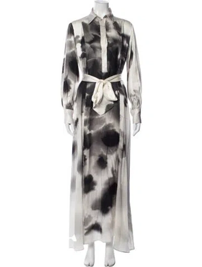Pre-owned Kiton Silk Long Dress In White