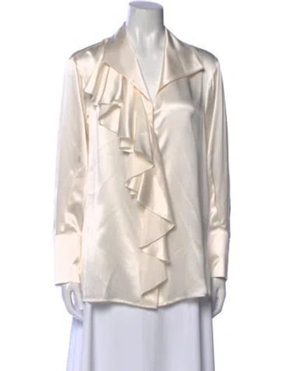 Pre-owned Kiton Silk Long Sleeve Blouse In Neutral
