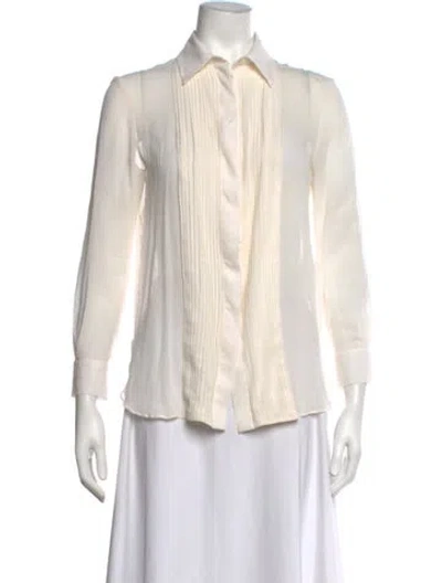 Pre-owned Kiton Silk Long Sleeve Button-up Top In Neutrals