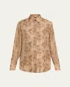 Kiton Silk Long-sleeve Shirt In Brown