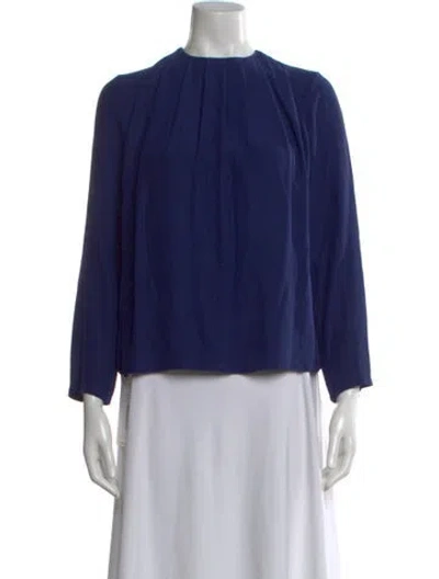 Pre-owned Kiton Silk Long Sleeve Top In Blue