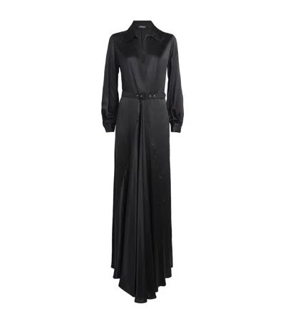 Kiton Silk Maxi Shirt Dress In Black