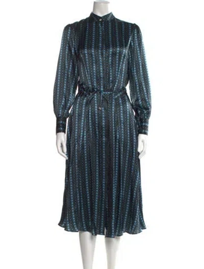 Pre-owned Kiton Silk Midi Length Dress In Blue