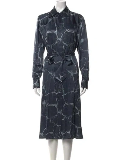 Pre-owned Kiton Silk Midi Length Dress In Blue