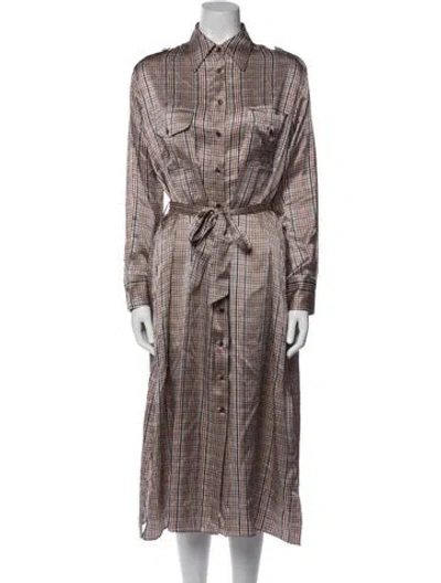 Pre-owned Kiton Silk Midi Length Dress W/ Tags In Multi