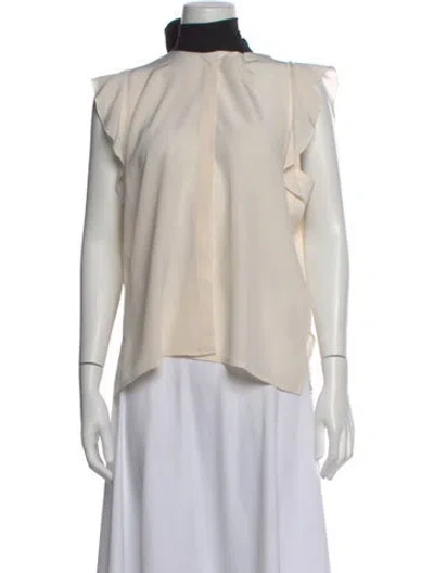 Pre-owned Kiton Silk Mock Neck Blouse In Neutral