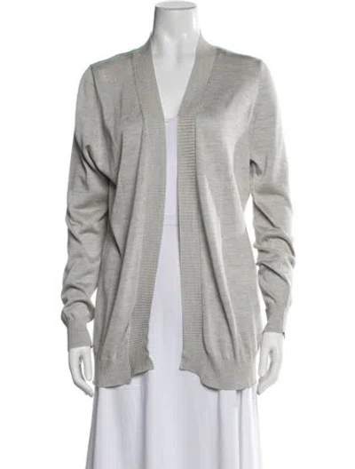 Pre-owned Kiton Silk Open Front Sweater In Grey