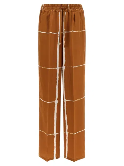 Kiton Silk Pants In Brown