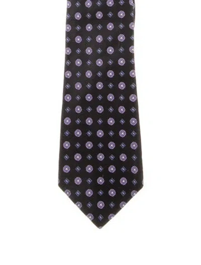 Pre-owned Kiton Silk Pattern Tie In Black