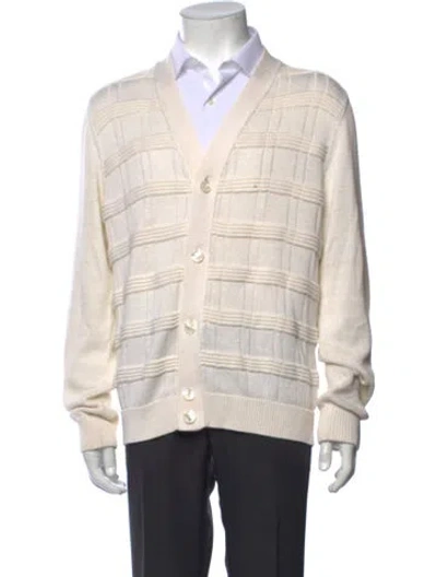 Pre-owned Kiton Silk Patterned Cardigan In Neutrals