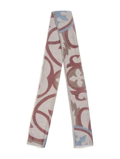 Pre-owned Kiton Silk Patterned Scarf In Neutrals