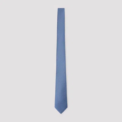 Kiton Silk Patterned Tie In Blue