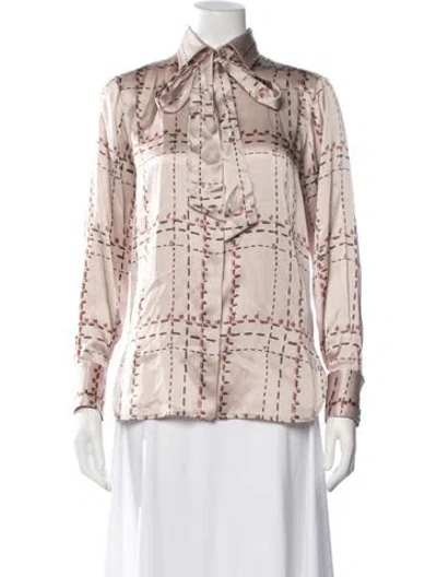 Pre-owned Kiton Silk Patterned Top In Pink