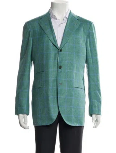 Pre-owned Kiton Silk Plaid Print Blazer In Multi