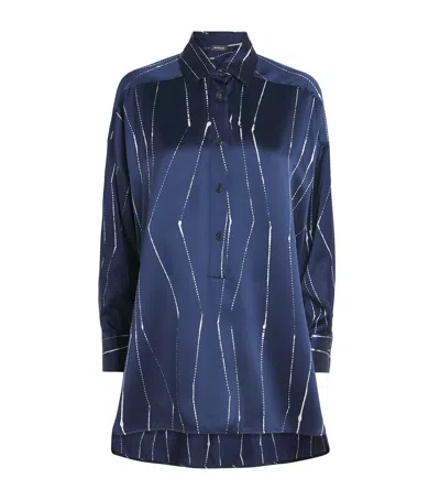 Kiton Silk Printed Shirt In Blue