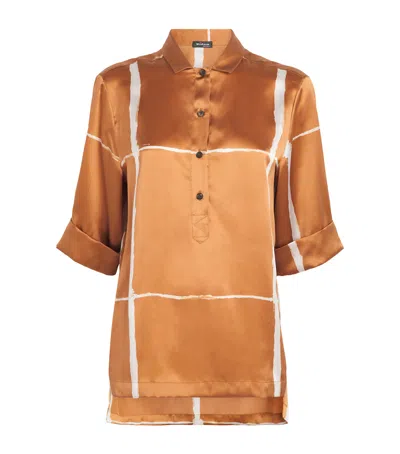 Kiton Silk Printed Shirt In Brown