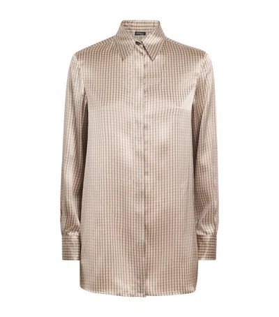 Kiton Silk Printed Shirt In Brown