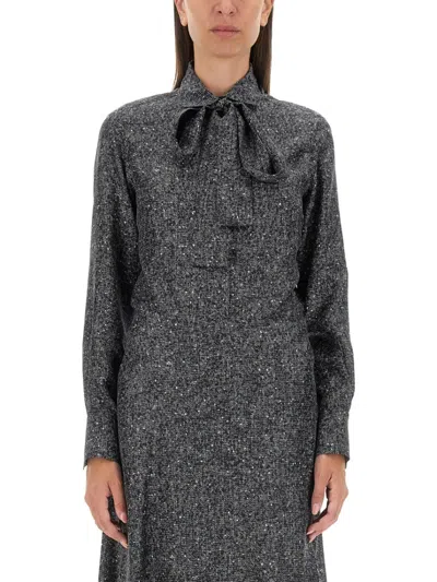 Kiton Silk Printed Shirt In Grey