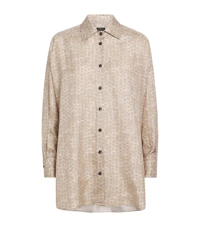 Kiton Silk Printed Shirt In Brown