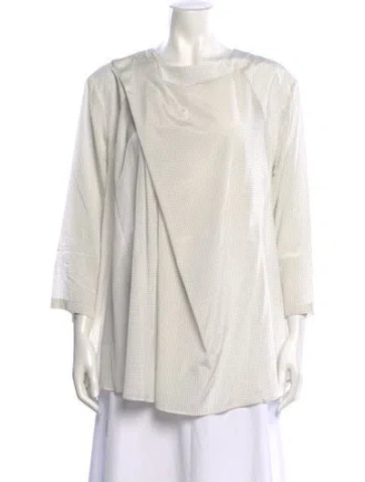 Pre-owned Kiton Silk Printed Top In White