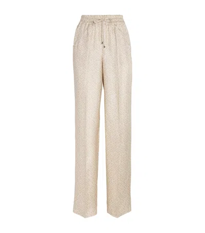 Kiton Loose Leg Trousers Cuffed Hem In White