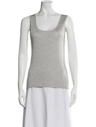Pre-owned Kiton Silk Scoop Neck Sweater In Grey