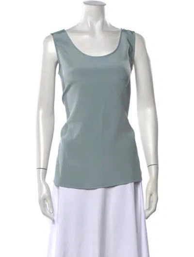 Pre-owned Kiton Silk Scoop Neck Top In Blue
