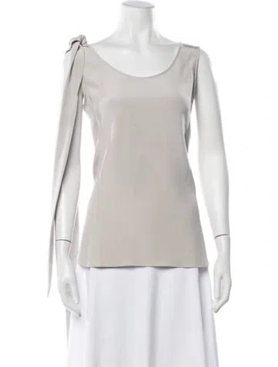 Pre-owned Kiton Silk Scoop Neck Top In Neutrals