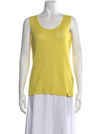 Pre-owned Kiton Silk Scoop Neck Top In Yellow