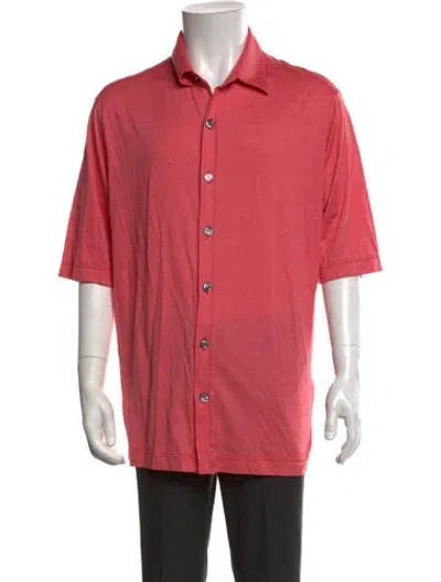 Pre-owned Kiton Silk Short Sleeve Shirt In Red