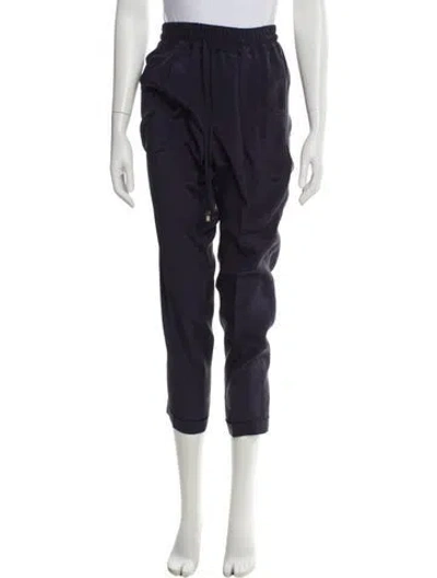 Pre-owned Kiton Silk Straight Leg Pants In Blue