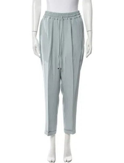 Pre-owned Kiton Silk Straight Leg Pants In Blue