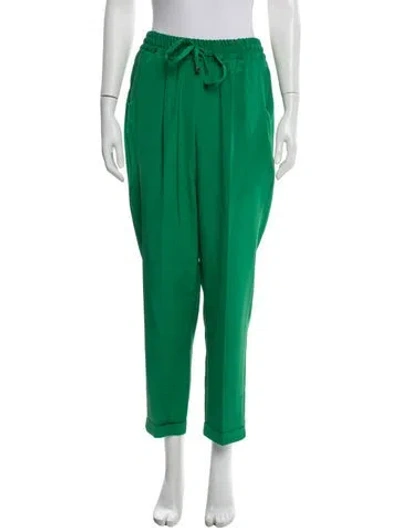 Pre-owned Kiton Silk Straight Leg Pants In Green